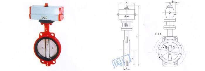 D671X气动对夹式衬胶蝶阀 D671X气动对夹式衬胶蝶阀